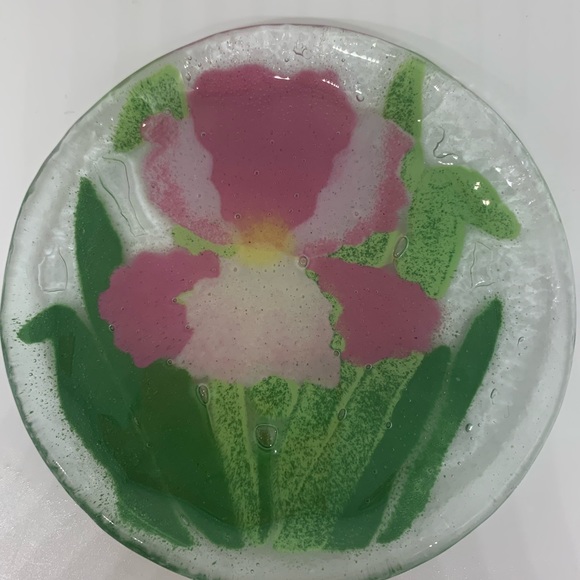 Set of 6 FUSED GLASS FLORAL COASTERS - Picture 9 of 9